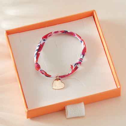 Pulsera personalizada Corazón Liberty con nombre para niño baño de oro merci maman