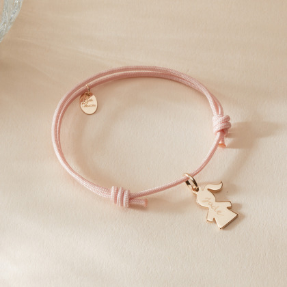 Pulsera personalizada con mini charm Niña baño de oro merci maman