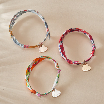 Bracciale personalizzato Cuore Liberty per bambini placcato in oro argento sterling placcato oro rosa merci maman