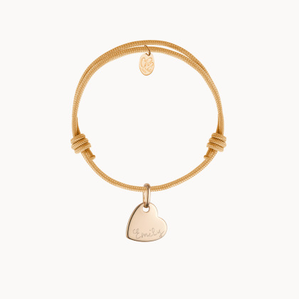 Pulsera personalizada Corazón con nombre para niño baño de oro merci maman