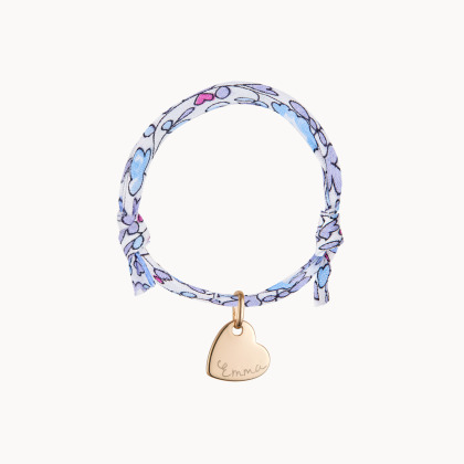 Pulsera personalizada Corazón Liberty con nombre para niño baño de oro merci maman