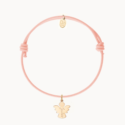 Pulsera personalizada de trenza con ángel baño de oro merci maman