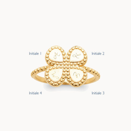 Personalisierter Glücksbringer Ring vergoldet merci maman