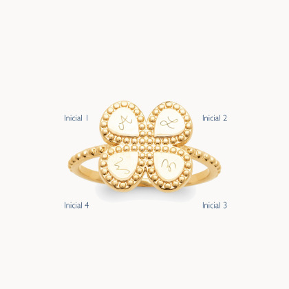 Anillo personalizado Trébol baño de oro merci maman