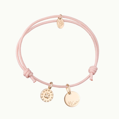 Bracciale personalizzato con trifoglio placcato in oro merci maman