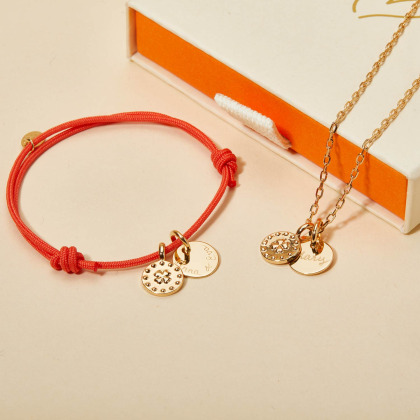 Bracciale personalizzato con trifoglio placcato in oro merci maman