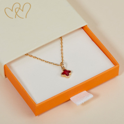 Personalisierte Klee Kreuz Geburtsstein Halskette Gold Plated Merci Maman