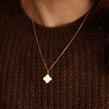 Collier personnalisé Croix Romane Plaqué or Merci Maman