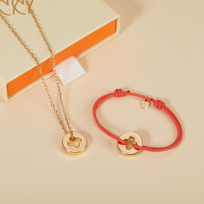 Bracciale Personalizzato croce a trifoglio Unity Placcato in oro Merci Maman