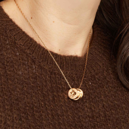 Personalised Clover Cross Unity Name Necklace Gold Plated Merci Maman