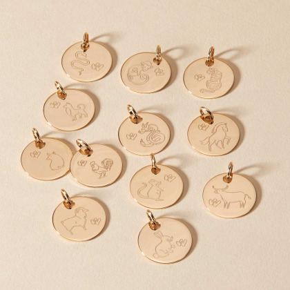 Collana personalizzata Zodiaco cinese placcato in oro merci maman