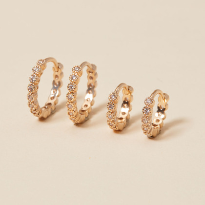 Crystal Eternity Mini Hoop Earrings gold plated merci maman