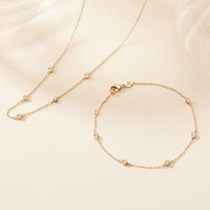 Crystal Solitaire Necklace gold plated merci maman