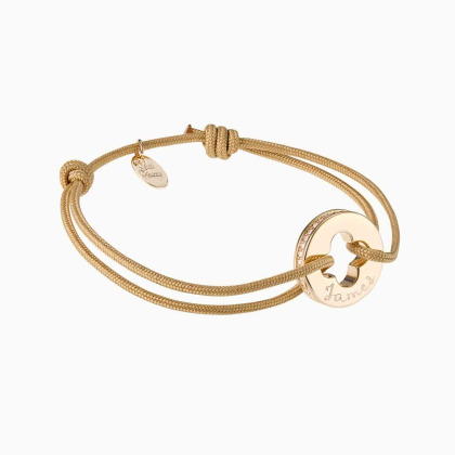 Personalisiertes Kristall Klee Kreuz Unity Armband vergoldet  Merci Maman