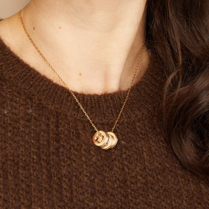 Collana Personalizzata Croce a trifoglio Unity con cristallo Placcato in oro Merci Maman