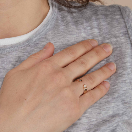 Bague Ouverte personnalisée Cœur Cristal Merci Maman