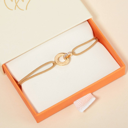 Bracciale con Cristallo Intrecciato Personalizzato Plaqué Or Merci Maman