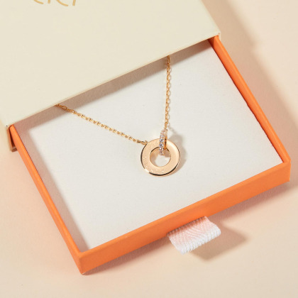 Collar personalizado Aros Entrelazados Cristal baño de oro merci maman