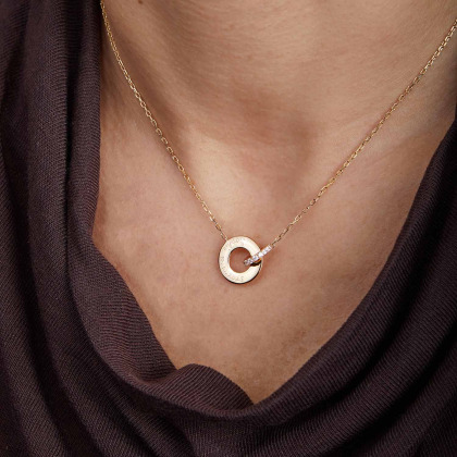 Collar personalizado Aros Entrelazados Cristal baño de oro merci maman