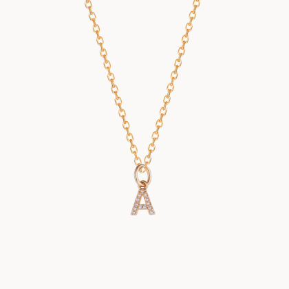 Collier Mini Charm Alphabet Cristal plaqué or merci maman