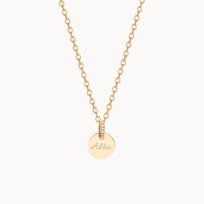 Collana con Nome e Cristallo Personalizzata Placcato in oro Merci Maman