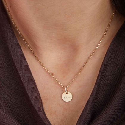 Collana con Nome e Cristallo Personalizzata Placcato in oro Merci Maman