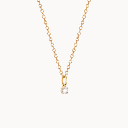 Kristall Solitaire Anhänger Halskette Vergoldet Merci Maman