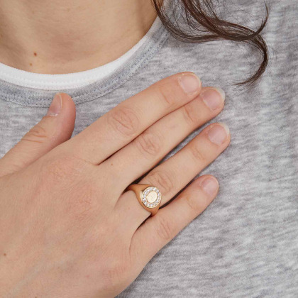 Chevalière Ovale Cristal  personnalisée Merci Maman