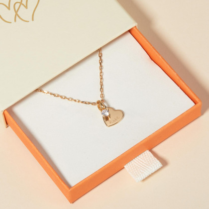 Personalisierte Kristall Solitaire Herz Halskette vergoldet merci maman
