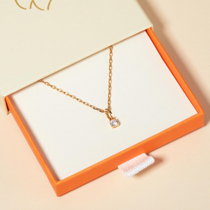 Kristall Solitaire Anhänger Halskette Vergoldet Merci Maman