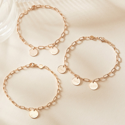 Personalised Dainty Love Links Bracelet gold plated merci maman
