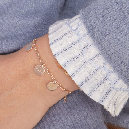 Personalised Dainty Love Links Bracelet gold plated merci maman