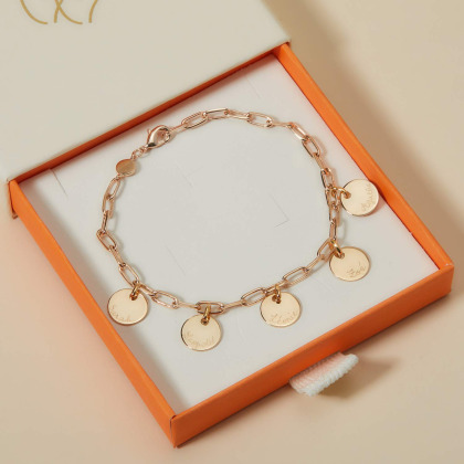 Personalised Dainty Love Links Bracelet gold plated merci maman