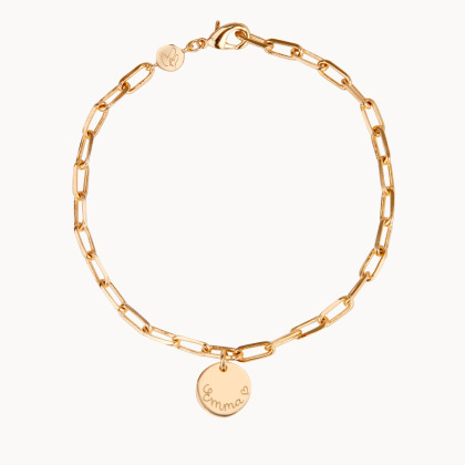 Personalised Dainty Love Links Bracelet gold plated merci maman