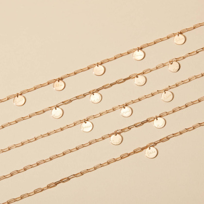 Personalised Dainty Love Links Necklace gold plated merci maman