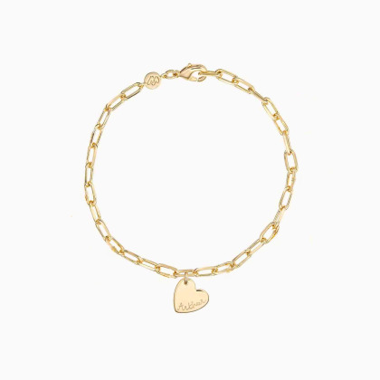 Personalised Heart Dainty Love Links Bracelet gold plated merci maman