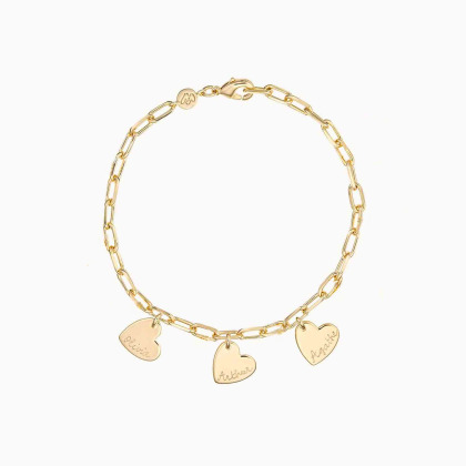 Personalisiertes Dainty Love Links Herz Armband vergoldet merci maman