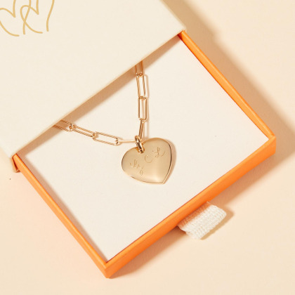 Personalised Dainty Love Links Heart Necklace Merci Maman