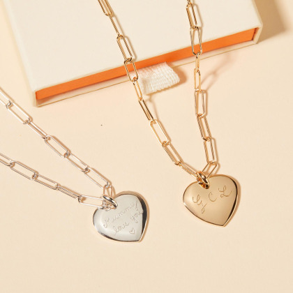 Personalised Dainty Love Links Heart Necklace Merci Maman