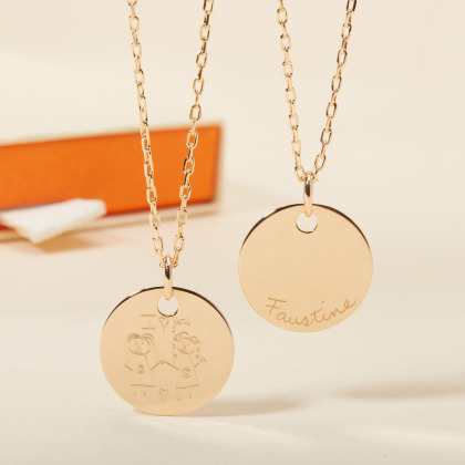 personalized medium handwriting necklace gold plated merci maman