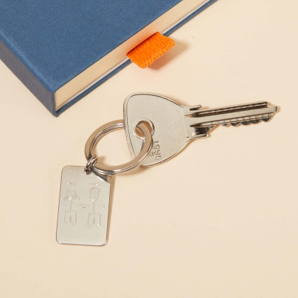 Dibujado por Ti - Llavero personalizado rectangular en acero