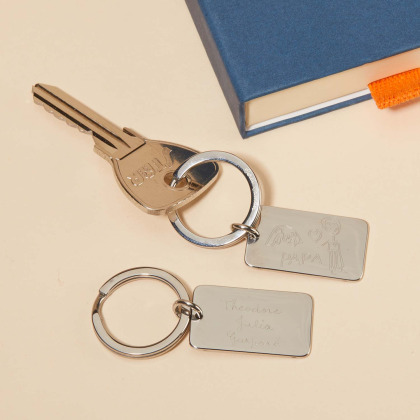 Dibujado por Ti - Llavero personalizado rectangular en acero