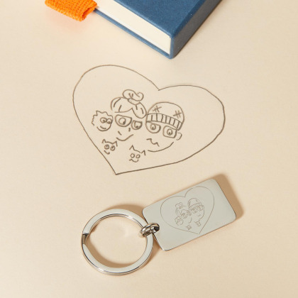 Dibujado por Ti - Llavero personalizado rectangular en acero