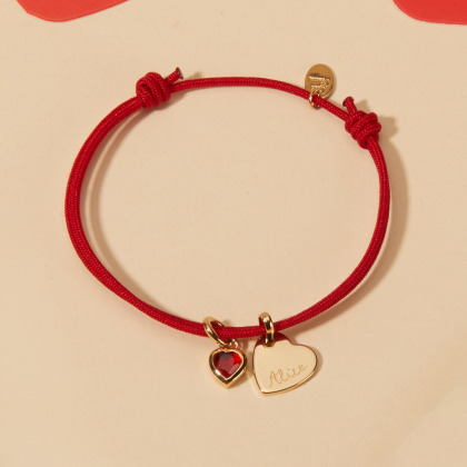 Bracelet personnalisé Double Coeur Pierre de Naissance Merci Maman