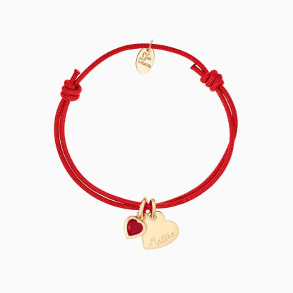 Bracelet personnalisé Double Coeur Pierre de Naissance Merci Maman