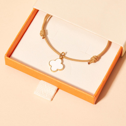 Pulsera personalizada con cruz de trébol de esmalte baño de oro merci maman