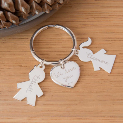 Personalisierter Family Charm Schlüsselanhänger sterlingsilber merci maman