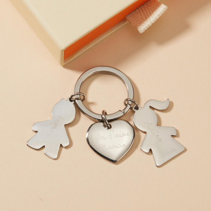 personalised family keyring sterling silver merci maman