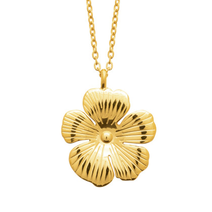 Collana fiore in acciaio dorato merci maman