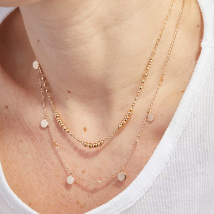 Collier Perles dorées plaqué or merci maman